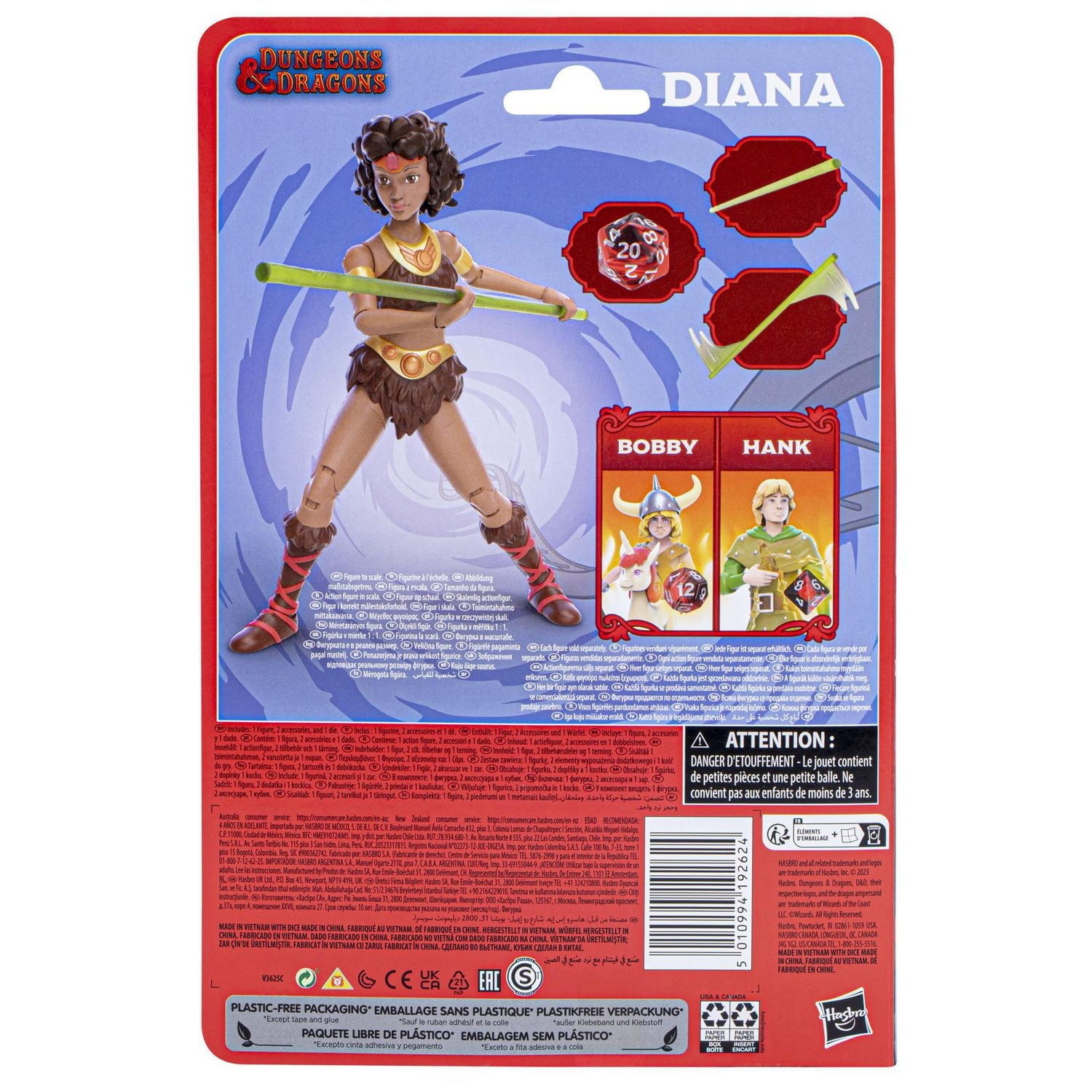 Dungeons & Dragons Cartoon Classics 6-Inch-Scale Diana the Acrobat Action Figure, D&D 80s Cartoon, Includes d8 from Exclusive D&D Dice Set