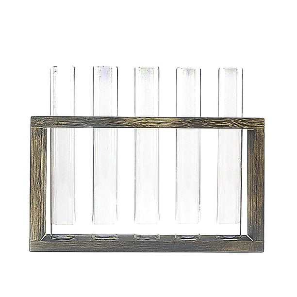 Terrario Innovador Transparente Con Soporte De Madera, Jarrón De Flores, Tubo De Vidrio De Mesa Para Dormitorio, Sala De Estar, Restaurante, Jardín Eigraketly HA026914-02