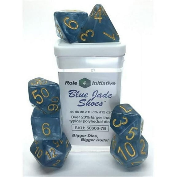 Role 4 Initiative R4I50606-7B Blue Jade Shoes Dice - Set of 7