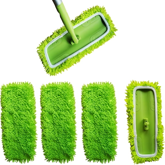 ACDANC 4 Pack Chenille Mop Pads,Reusable Wet&Dry Mop Refills,Machine Washable for Hardwood,Tile,Laminate Floors