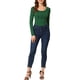thumbnail image 2 of INSPIRAR CHIC Blusa Básica de Manga Larga con Cuello Redondo y Fruncido en la Parte Frontal para Mujeres XL Verde Oscuro, 2 of 6