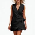 thumbnail image 2 of MLCDZ Cotton Linen Short Sets for Women Summer Outfits Wrap V Neck Sleeveless Top and Wide Leg Loose Shorts Two Piece Sets Business Casual Outfits, 2 of 9
