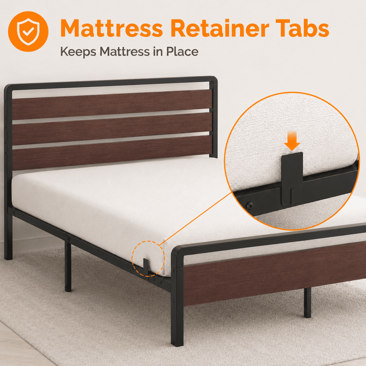 Zimtown Full Platform Bed Frame with 12-Inch Under-Bed Storage, LED Lighted Headboard & Footboard, Modern Apartment Bedroom,Rustic Red Brown