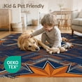 thumbnail image 4 of ODIKA 8'x10' Washable Area Rug Star Emblem With Vintage Sports Pennant Border Design Refined for King Size Bedroom Under Bed, Master Suite, Non-Shedding, Easy Care, 4 of 7