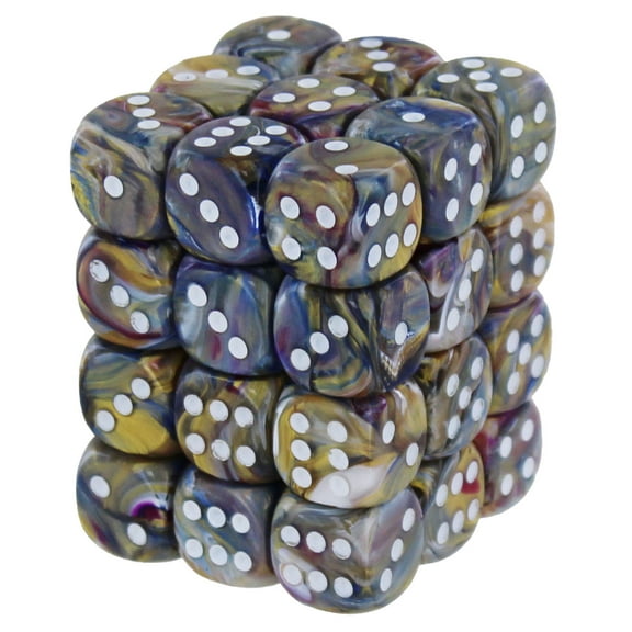 DND Dice Set-Chessex D&D Dice-12mm Festive Carousel and White Plastic Polyhedral Dice Set-Dungeons and Dragons Dice Includes 36 Dice – D6