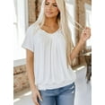 thumbnail image 7 of SHIBEVER Womens Tops Short Sleeve Summer Casual Basic V Neck T Shirts for Women Loose Casual Tees for Ladies Tops for Woman White XL, 7 of 7