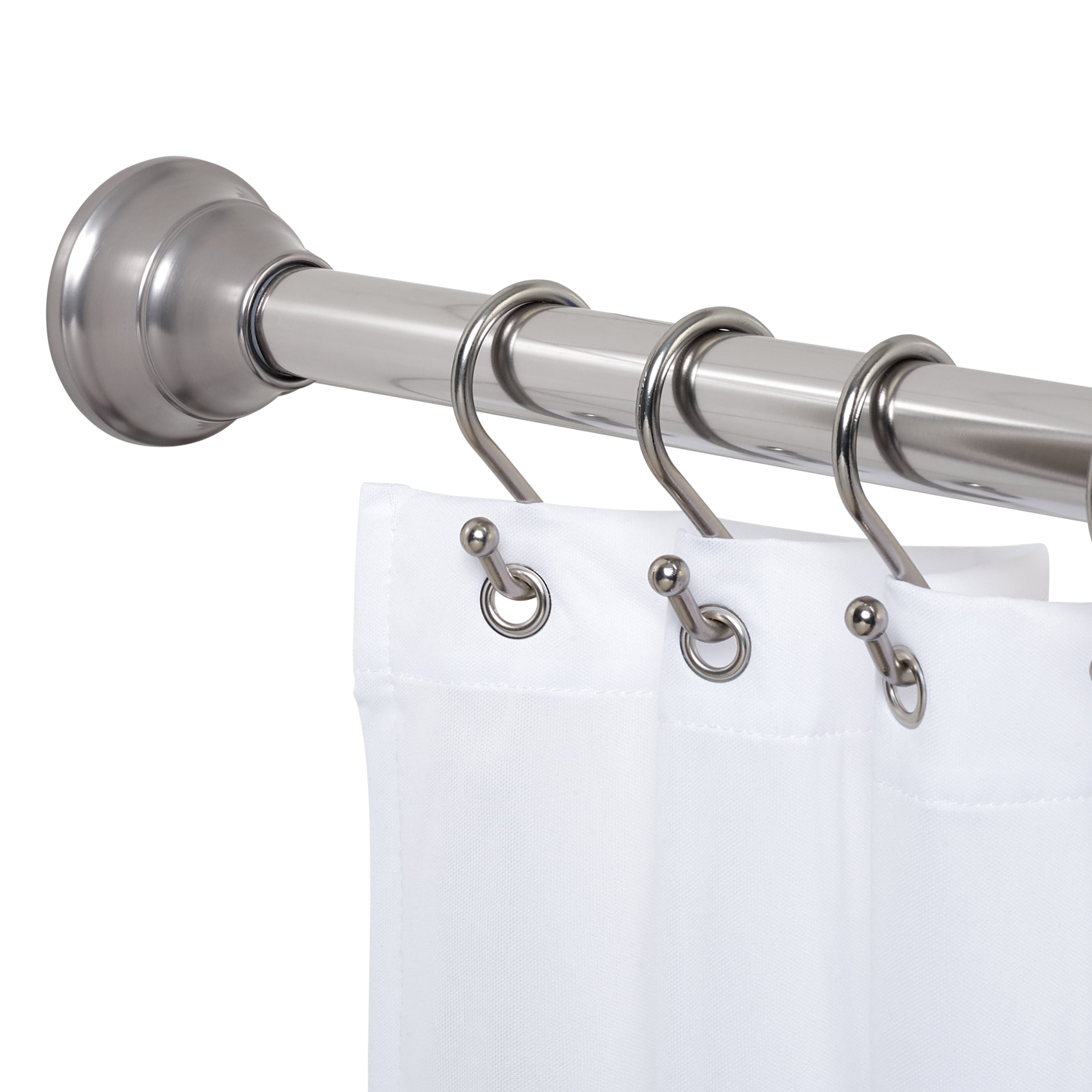 Better Homes & Gardens Wave Finial No Rust 43” to 72” Adjustable Tension Shower Curtain Rod, Nickel