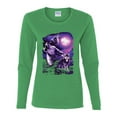 thumbnail image 2 of Wild Bobby, Fantasy Wolf Howling at The Full Moon Animal Lover Womens Graphic Long Sleeve T-Shirt, Kelly, 2XL, 2 of 3