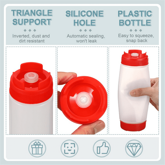 4Pcs Squeeze Bottles Refillable 20 Oz,Inverted Plastic Tip Large Valve Dispenser Condiment Squeeze Bottle