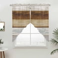 thumbnail image 3 of Wood Grain Swag Valances for Windows 2 Pack Brown Gray White Striped Farm Country Style Swag Kitchen Curtains 45 Inches Long Rod Pocket Short Window Treatment for Kitchen Bathroom 36"x45", 3 of 9