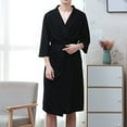 thumbnail image 6 of Men Bathrobe Solid Color V Neck Cardigan Water Absorption Oversize Male Pajamas for Home, 6 of 7