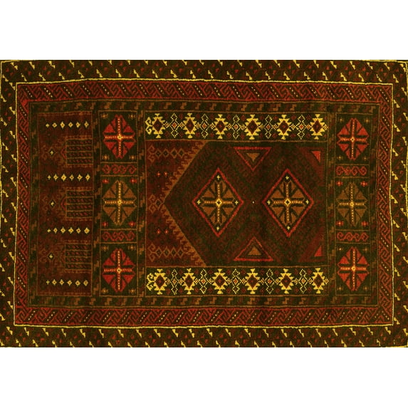 Ahgly Company Indoor Rectangle Southwestern Yellow Country Area Rugs, 3' x 5'