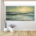 thumbnail image 5 of Ocean Abstract Seascape Oil Painting Art Large Wall Decor Abstract Ocean Landscape Green Sea Canvas Painting,Unstretched,Frameless,(91*182cm)36*72lnches, 5 of 5