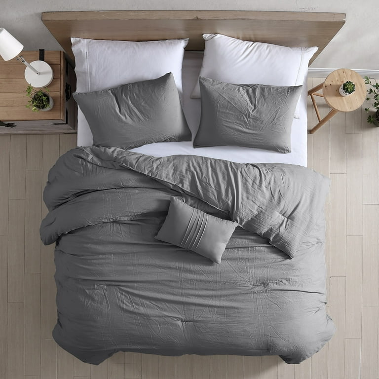 Modern Threads Beck 4 Piece Garment Washed Adult Comforter Set Gray Full Queen