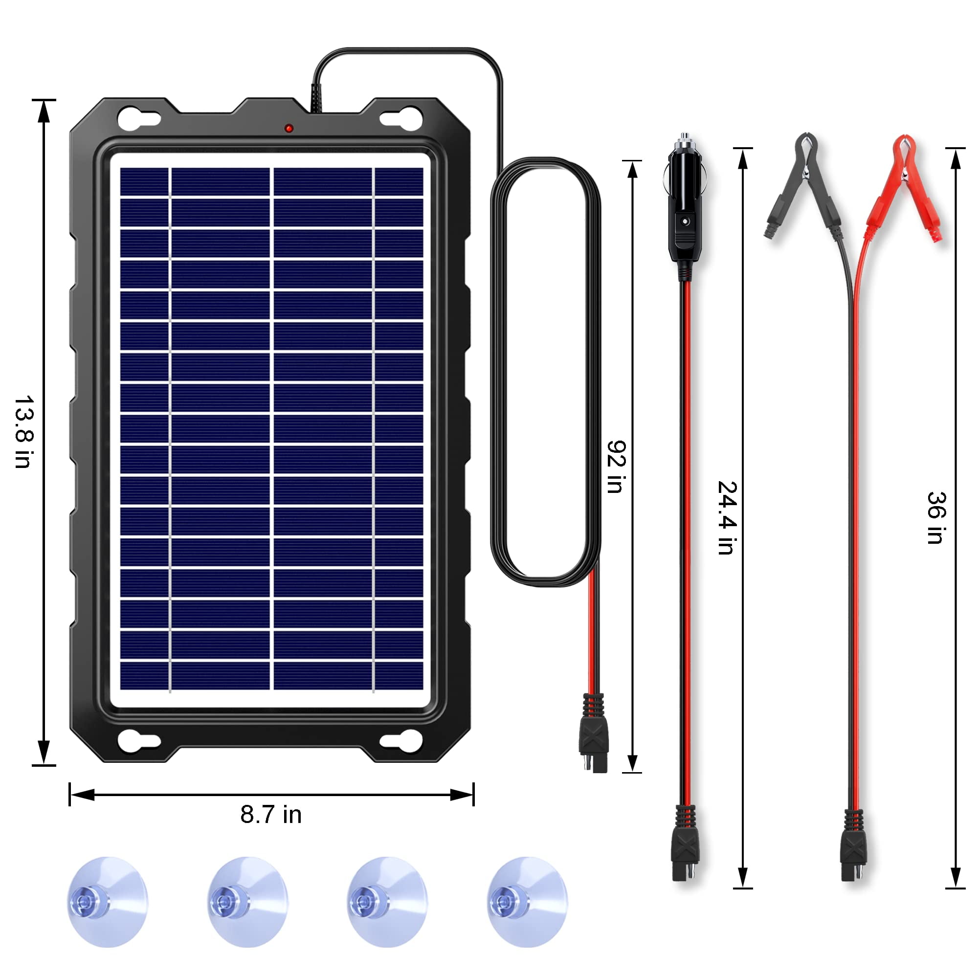 POWOXI Chargeur de batterie solaire pour voiture, 7,5 W 12 V