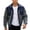 Gray, variant on Men's Color Block Denim Bomber Jacket, Vintage Contrast Waffle Knit Long Sleeve Zip Up Collared Casual Cargo Pocket Baseball Coat