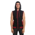thumbnail image 2 of G-Style Men's Lightweight Athletic Casual Sleeveless Contrast Zipper Hoodie TH890 - Black/Red - XL, 2 of 3