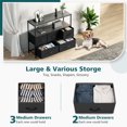 thumbnail image 5 of OCHAPA 5-Drawer Fabric Storage Tower with TV Stand for Bedroom, Hallway, Entryway, Closet, Steel Frame, Wood Top, Easy Pull Handle,Adjustable Feet, Black, 5 of 7