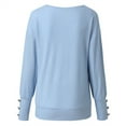 thumbnail image 4 of Lroplie Womens T Shirt V-Neck Long Sleeve Workout Tops for Women Fashion Bow Collar Solid Buttons Sleeve Knitted Sweater Warm Top Clothes Blue 2023 2XL, 4 of 7