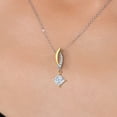 thumbnail image 3 of Gem Stone King 925 Silver and 10K Yellow Gold White Moissanite and White Lab Grown Diamond Pendant Necklace for Women | 0.83 Cttw | Gemstone Birthstone | Princess 5MM | With 18 inch Chain, 3 of 6