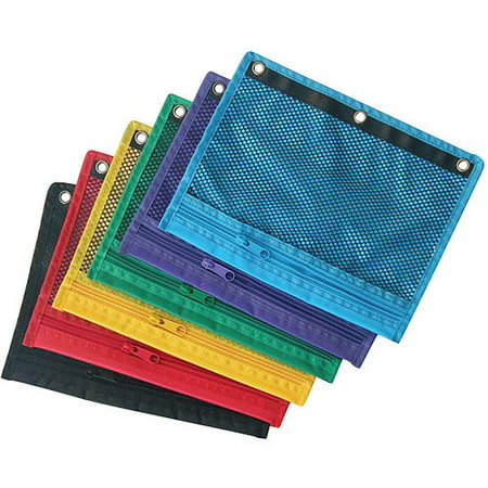 School Smart Zippered Mesh Storage Pockets for 3-Ring Binders, (Best School Supply Brands)