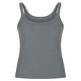 thumbnail image 5 of GEWSEY Women's Sleeveless Shirt Ribbed Fitted Scoop Neck Basic Crop Tank Top Cropped (Grey, L), 5 of 7