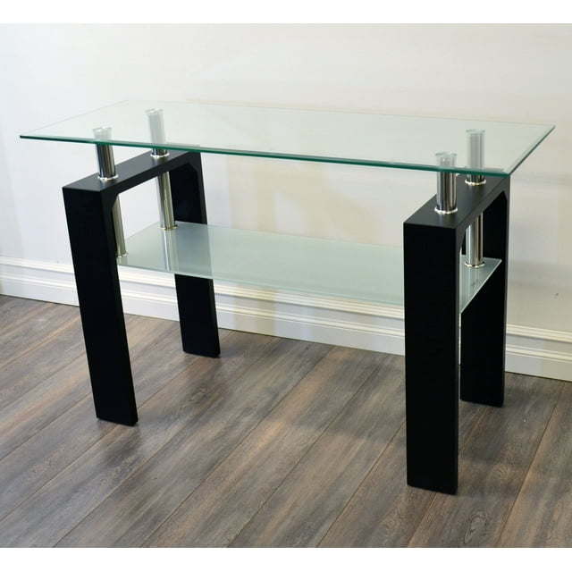 Nola Furniture Modena 2 Tier Glass Console Table Sofa Table Black