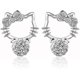 thumbnail image 1 of Sparkling Ball Cute Kitty Round Cut CZ Cute Cat Silver Plated Earrings, 1 of 5