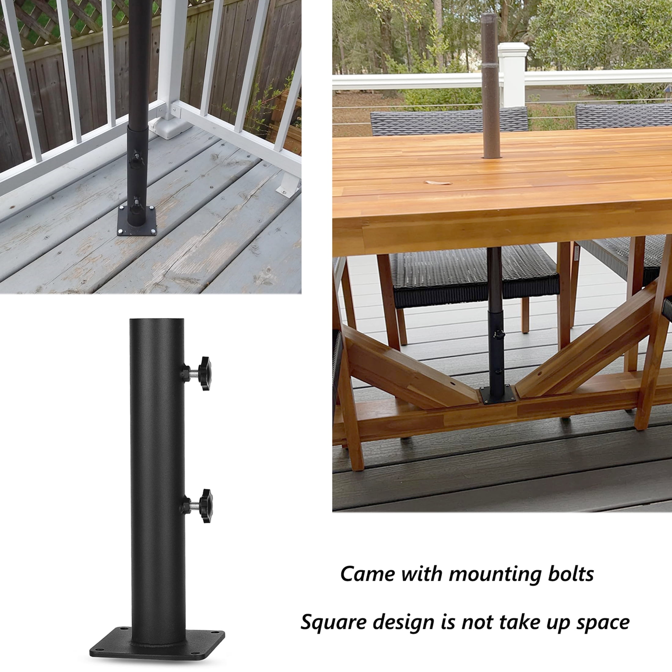 VANROUG Patio Umbrella Base Heavy Duty Umbrella Holder Outdoor Umbrella Base Stand Mount Double Hand-Turn Knob for Deck,Patio, Dock,Boat,Courtyard Balcony,Garden,Pontoons,Picnic Table