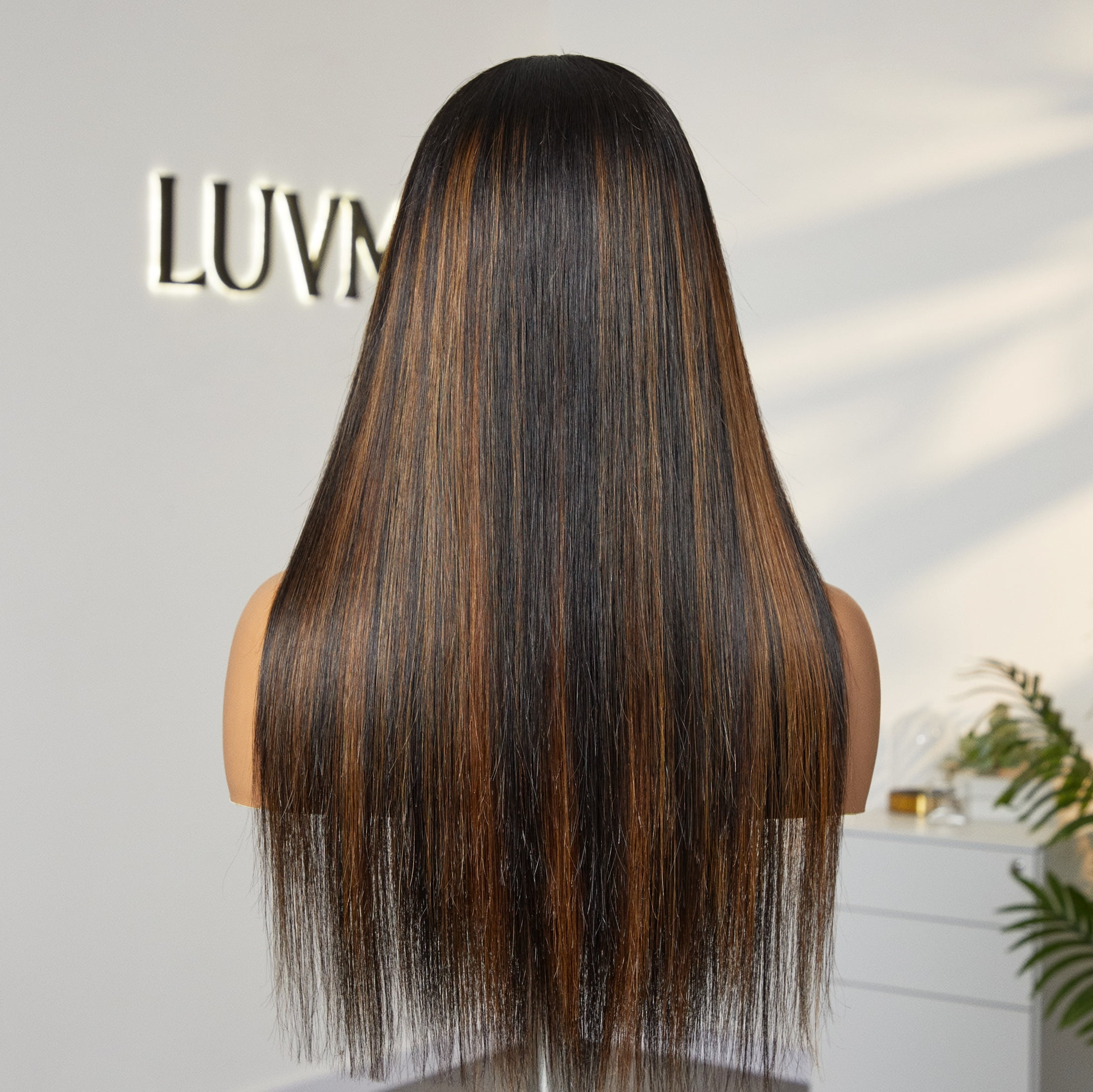 LUVME 13x4 Lace Front Wig 22" MB30# Medium Brown 100% Human Hair Pre Plucked Bleached Knots Glueless Straight 1 Piece