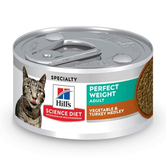 Hill's Science Diet Perfect Weight Vegetable & Turkey Medley Wet Cat Food, 2.9oz Can 24pk