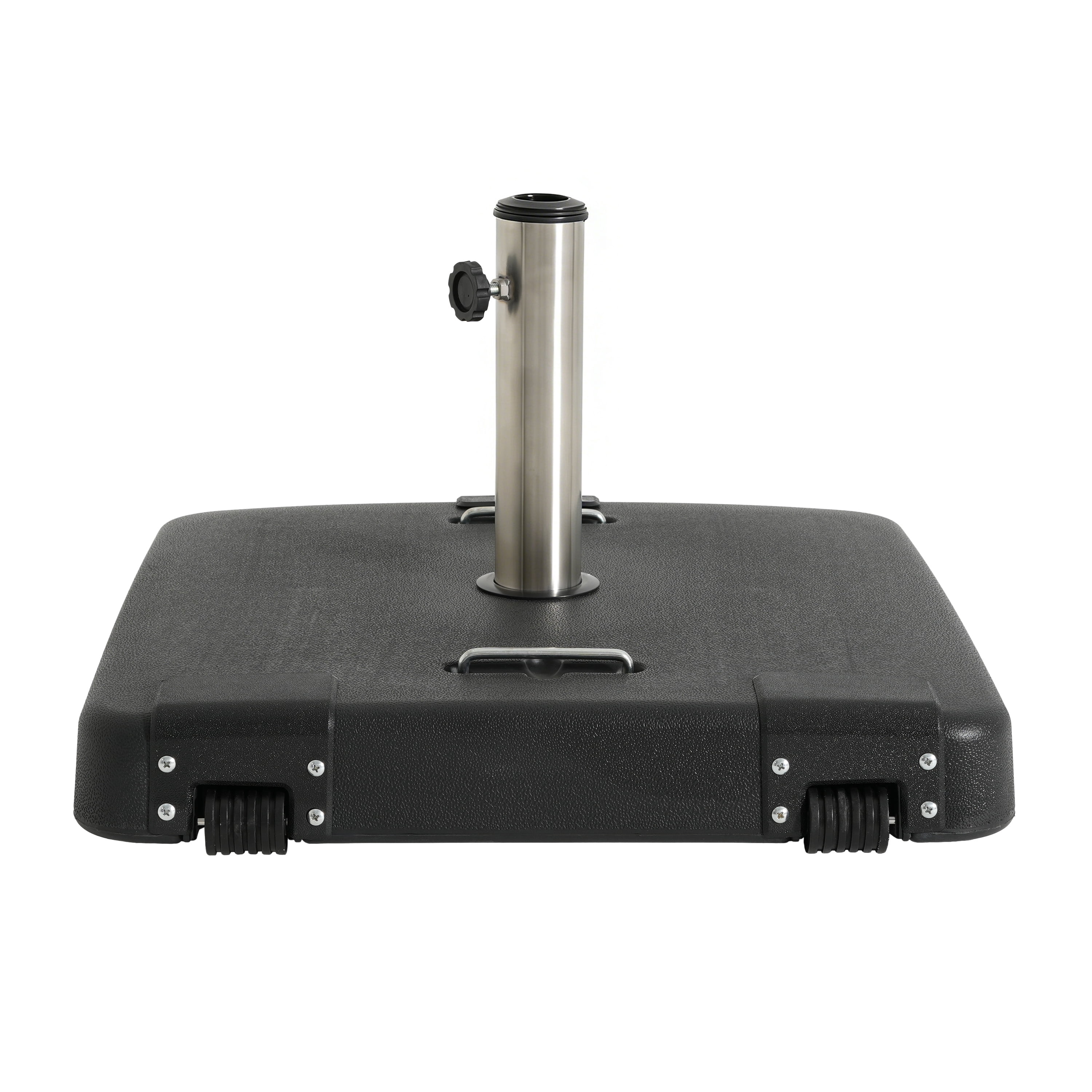 Outdoor 114lb Concrete Square Umbrella Base with Stainless Steel Collar, Black