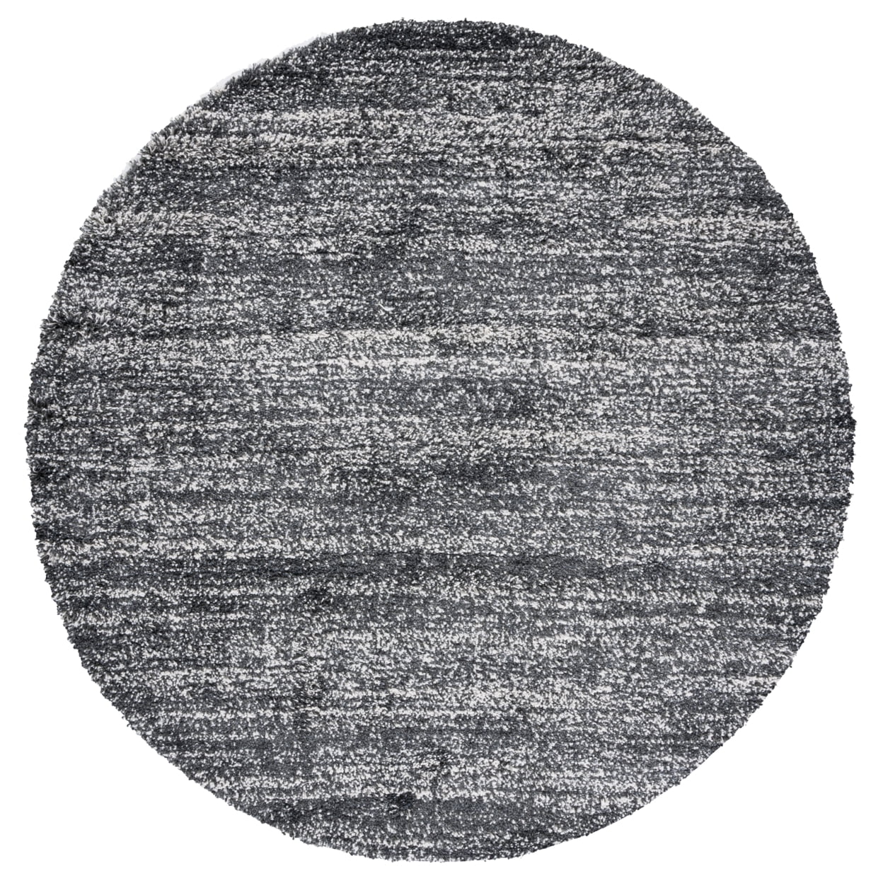 SAFAVIEH Hudson Shag Jaden Striped Area Rug, Dark Grey/Ivory, 7' x 7' Round