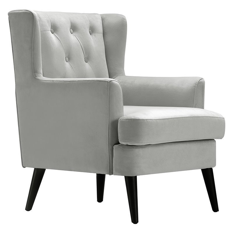 Elle Decor Celeste Tufted Velvet Accent Chair French Pearl - Walmart