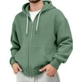 thumbnail image 2 of Qwertyu Hoodies for Men Waffle Knit Full Zip Up Hooded Sweatshirts Loose Casual Textured Pullover Sweatshirts with Pocket Mint Green 3XL, 2 of 4
