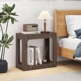 thumbnail image 5 of Costway 1 PCS 2-Tier End Table with Storage Shelf Hollow-out Design for Living Room Walnut, 5 of 10