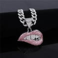thumbnail image 5 of Hip Hop Cuban Chains Pink Lips Pendant Necklace With 13mm Miami Cuban Chain Iced Out Bling HipHop Necklaces Fashion Jewelry, 5 of 9