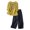 Yellow, variant on IUYRTFE Women's Embroidered Short Sleeve Top and Cropped Pants Set with Pockets Cotton Linen Blend Casual Two Piece Outfit