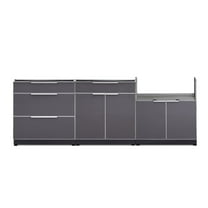 NewAge Products Outdoor Kitchen Aluminum 3 Piece Cabinet Set with 3-Drawer, Bar and Grill Cabinet