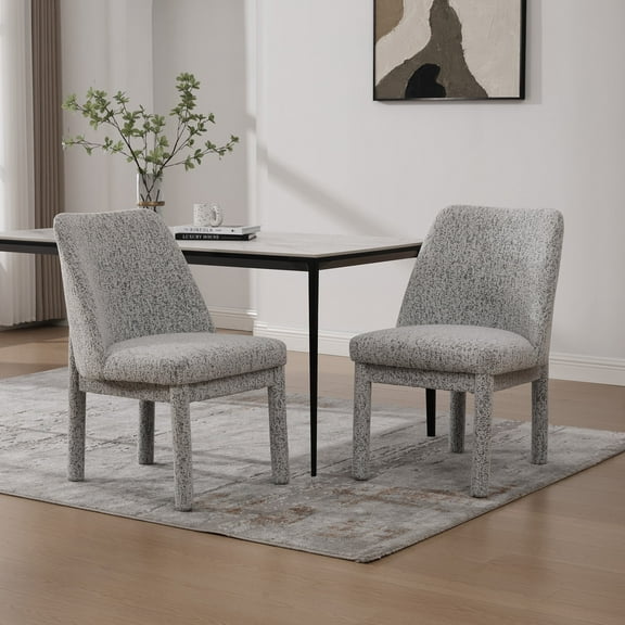 MDQMD Fabric Dining Chair Set of 4,Chenille Upholstered Dining Room Chair with Wood Legs,Modern Dinning Chairs with T-Shaped Backrest,Kitchen Chairs Set of 4(White Black)