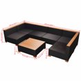 thumbnail image 4 of vidaXL 7 Piece Garden Lounge Set with Cushions Poly Rattan Black, 4 of 5