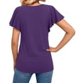 thumbnail image 5 of Women's Tunic Tops Summer Ruffle Short Sleeve Top Loose Crew Neck Dressy Shirt Blouse with Button Detail, 5 of 9
