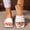 White, variant on Eltusu Women Flat Slide Sandals, Casual Non-Slip Open Toe PU Summer Shoes Black Size 6