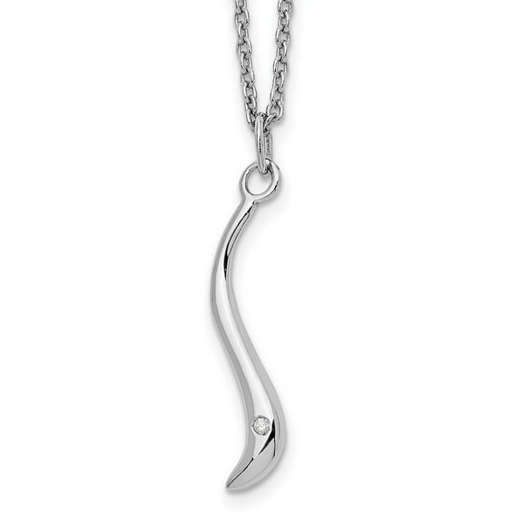 925 Sterling Silver Polished Lobster Claw Closure White Ice Swirl Diamond Pendant Necklace 18 Inch - Pendant for Women