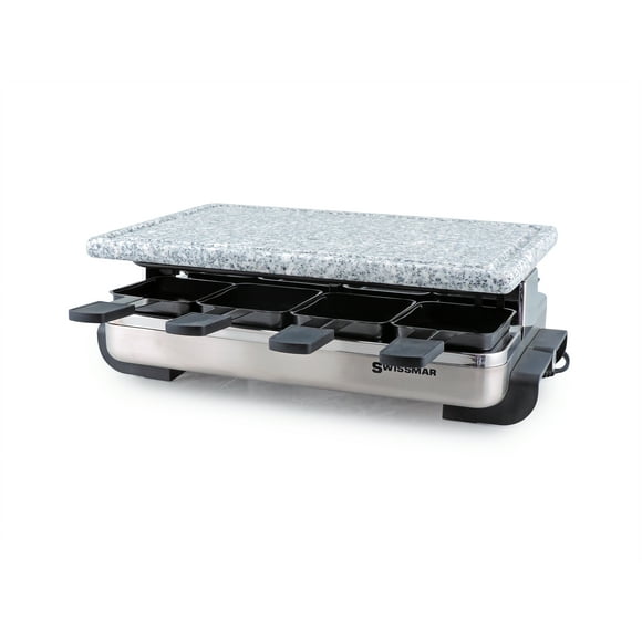 Swissmar Stelvio Raclette en Pierre pour 8 Personnes - Acier Inoxydable, Spatules Résistantes à la Chaleur