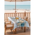 thumbnail image 2 of Outdoor Tablecloth with Umbrella Hole for Patio/Picnic/Party/Camping, Blue Beach Coastal Waterproof Table Cloth Rectangle Table Cover Washable, Nautical Shell Starfish Coral Summer (60"x 102"), 2 of 8