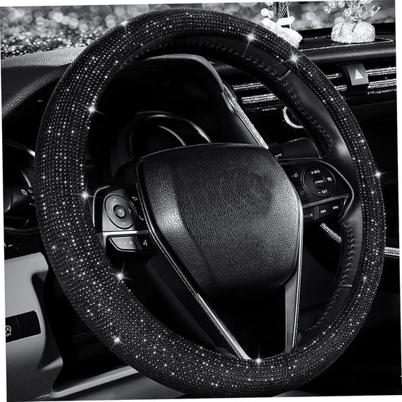 Bling Car Steering Wheel Cover 15 Inch Sparkly Rhinestone Steering Wheel Cover for Women Car Wheel Protector Universal Glitter Steering Wheel Cover