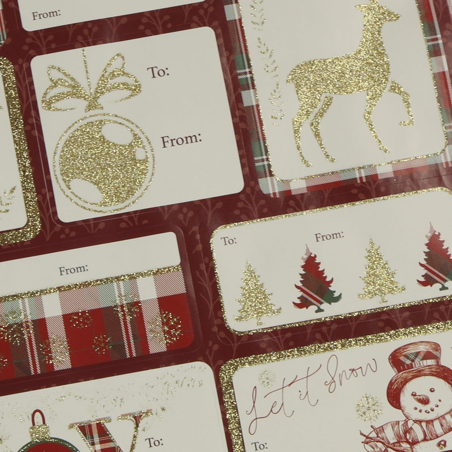 36 étiquettes cadeaux pelables et autocollantes de Holiday Time en classic rouge et verte Noël