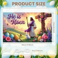 thumbnail image 2 of Wooden Cross He is Risen Banner Purple Drape Resurrection Display Crown of Thorns White Doves Christian Backdrop for Easter Sunday Church Service Resurrection Celebration, 2 of 4