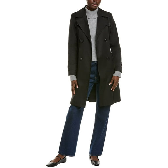 Via Spiga womens  Pleated Trench Coat, xs, Black